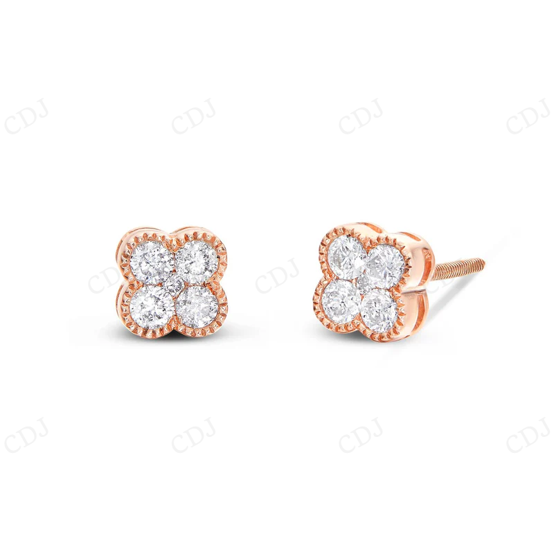 0.59 CT Moissanite Diamond Clover Stud Earrings Stud earrings CustomDiamJewel