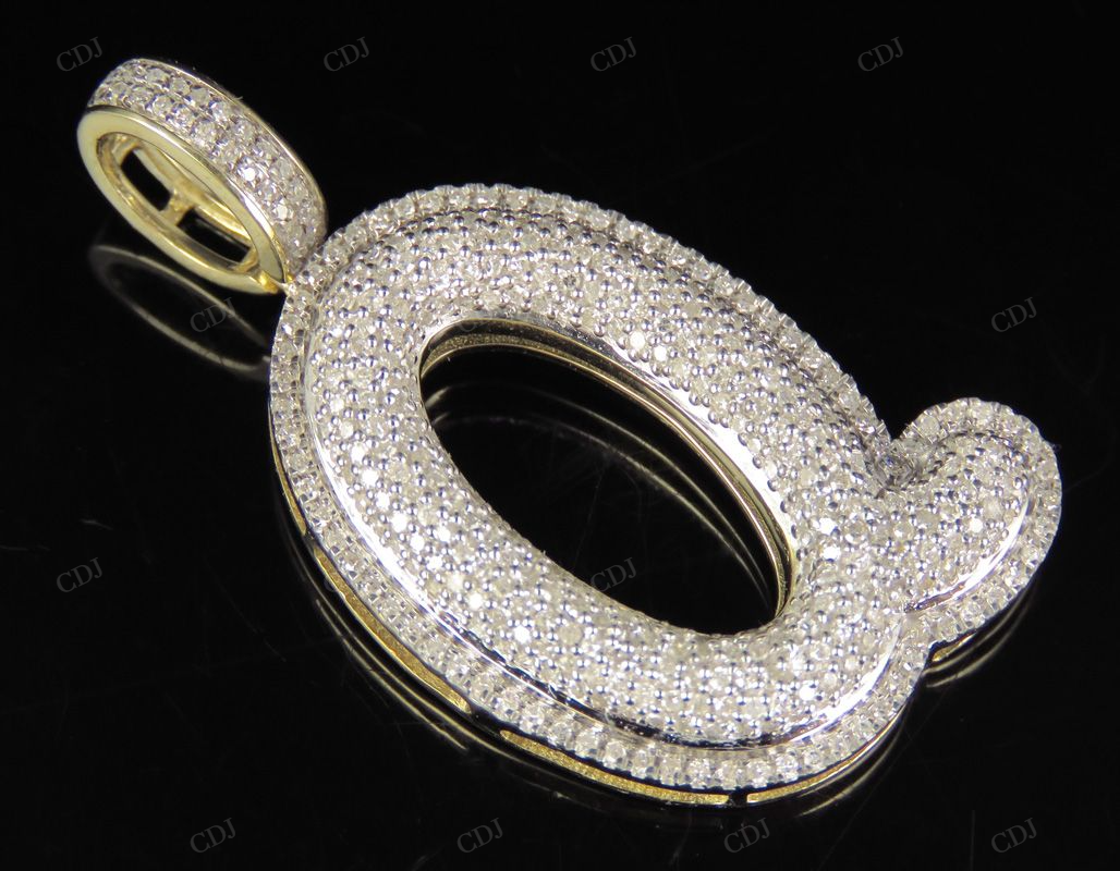 1.4" 0.90 CTW 10K Gold Natural Diamond Custom Q Letter Pendant CustomDiamJewel