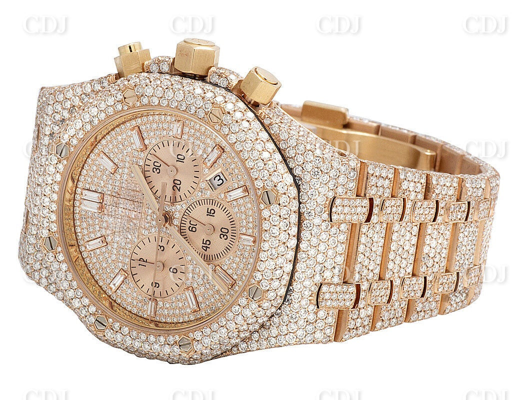 41MM Full Iced Out Round & Baguette VVS Moissanite Diamond Chrono Watch customdiamjewel