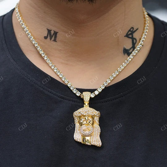 New Fine Gold 925 Sterling Silver Jesus Head Face Pendant hip hop jewelry CustomDiamJewel