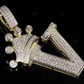 1.5" 0.35 CTW 10K Solid Gold Diamond Crown Initial 'V' Letter Pendant CustomDiamJewel