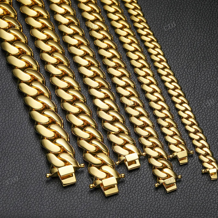 10-22MM Solid 10K Gold Cuban Link Chain hip hop jewelry CustomDiamJewel