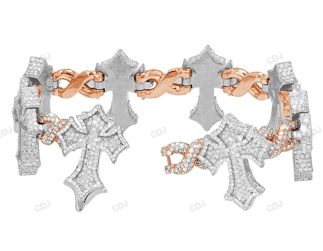 Two Tone High Quality Cluster Cross Bracelet hip hop jewelry customdiamjewel