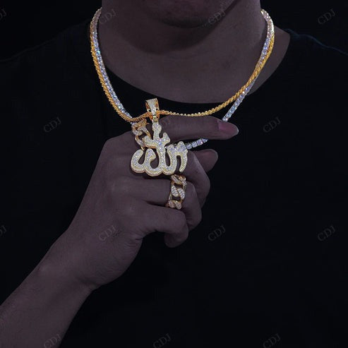 18K Yellow Gold Lab Grown diamond Arabic Rune Pendant hip hop jewelry CustomDiamJewel