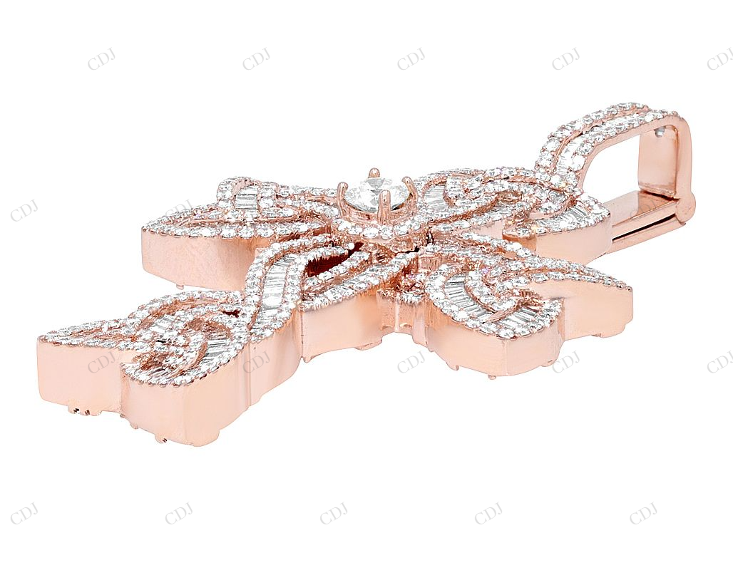 2.7 Inch Lab Grown Diamond 10K Gold Flower Cross Pendant Hip Hop Pendent CustomDiamJewel