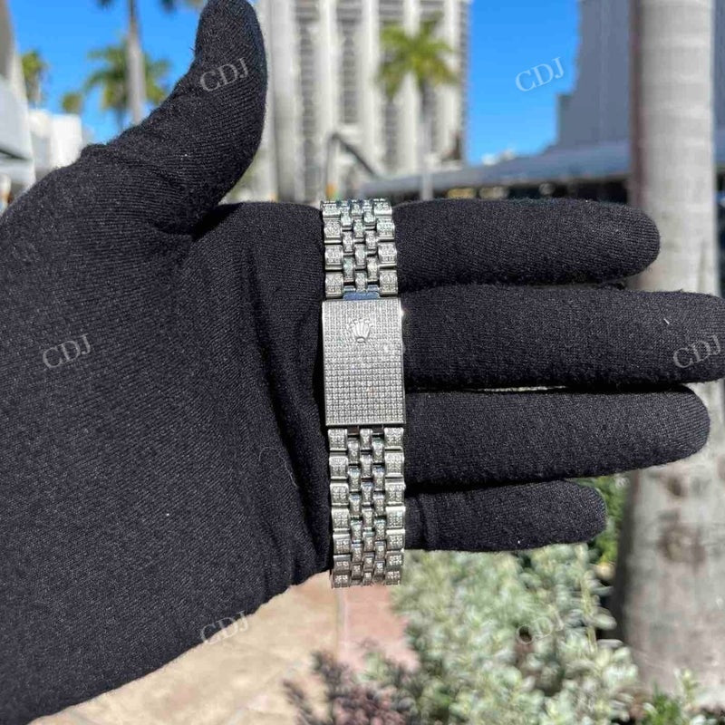 Hip Hop Fully Iced Out Moissanite Rolex Watch customdiamjewel