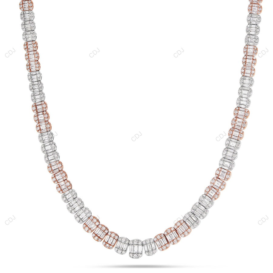 VVS Moissanite Two Tone Baguette Cut Tennis Chain CustomDiamJewel