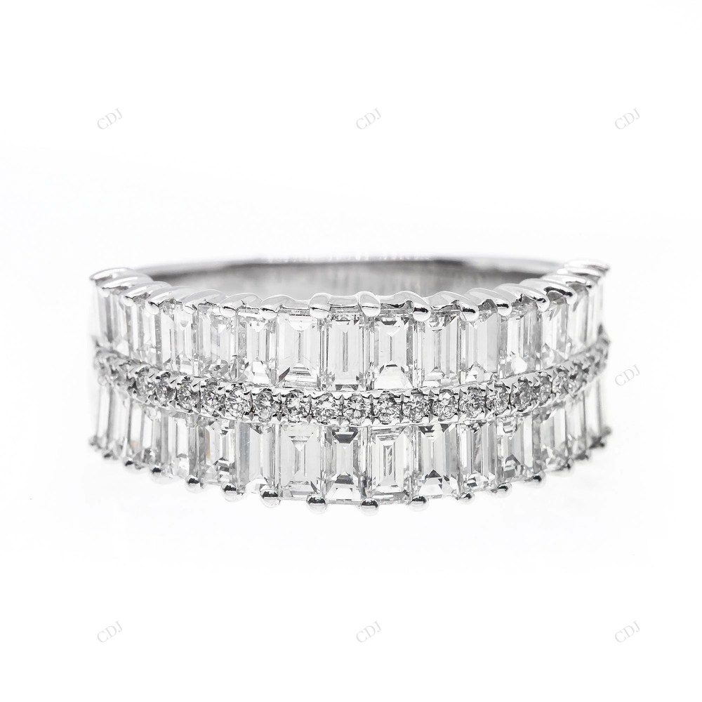 Double Row Emerald Cut Moissanite Eternity Band hip hop jewelry customdiamjewel