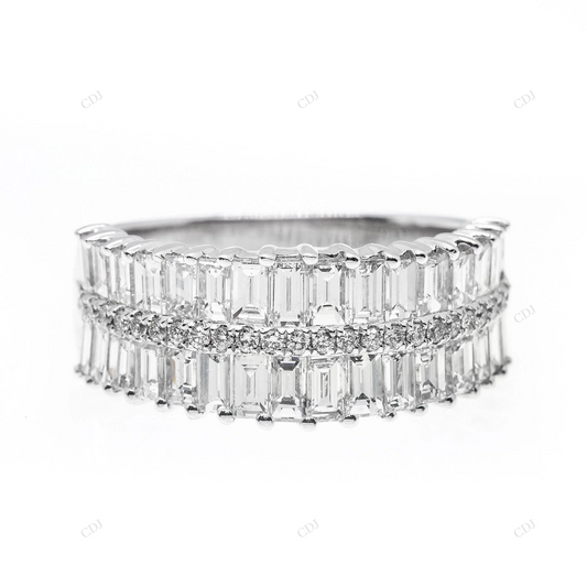 Double Row Emerald Cut Moissanite Eternity Band hip hop jewelry customdiamjewel