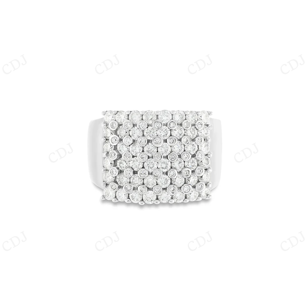 14K White Gold Square Shaped Diamond Mens Fashion Ring hip hop jewelry CustomDiamJewel