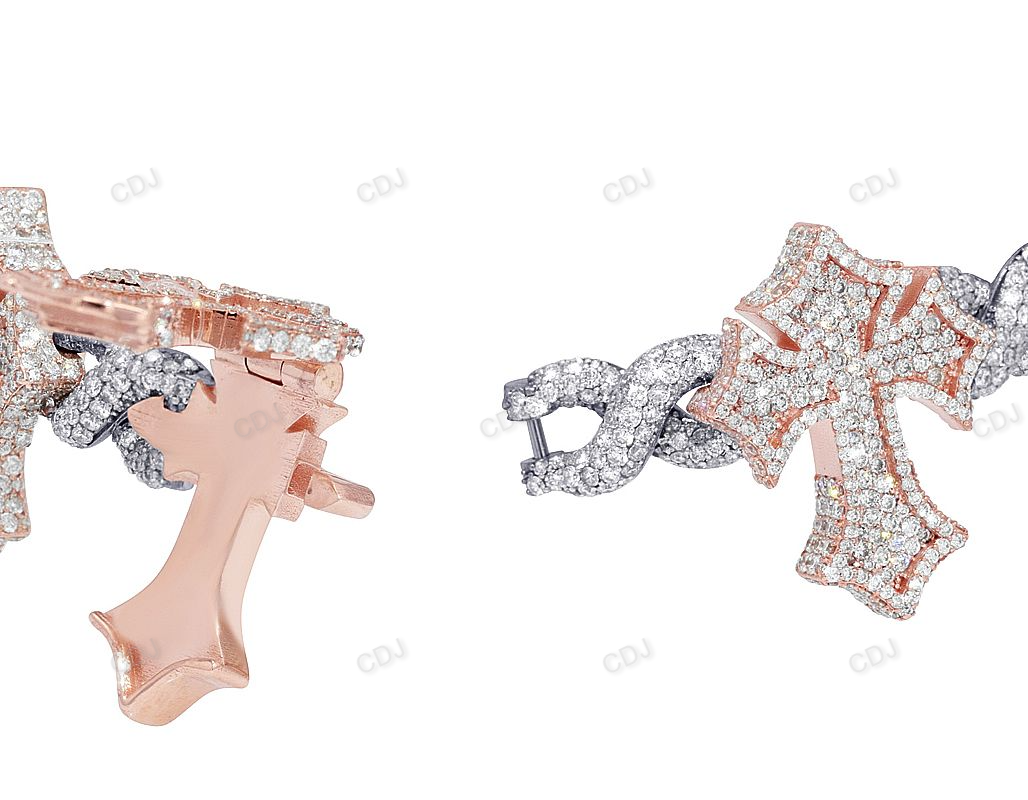 Two Tone High Quality Cluster Cross Bracelet hip hop jewelry customdiamjewel