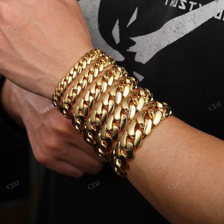 10-22MM Solid 10K Gold Cuban Link Chain hip hop jewelry CustomDiamJewel
