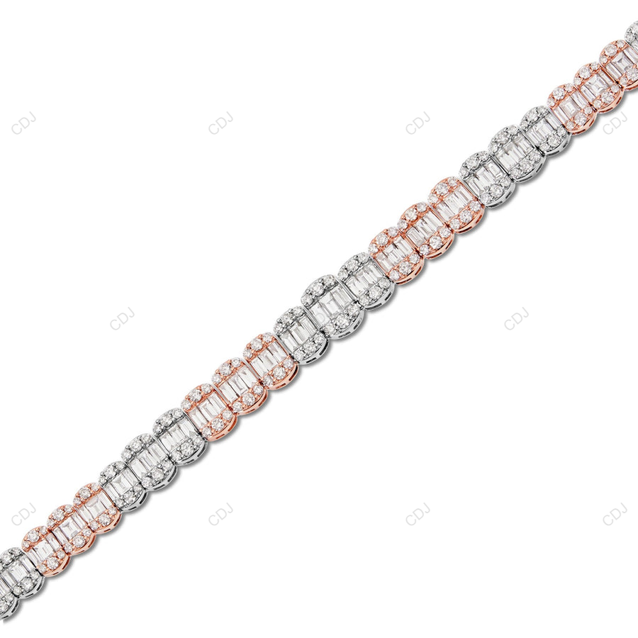 VVS Moissanite Two Tone Baguette Cut Tennis Chain CustomDiamJewel