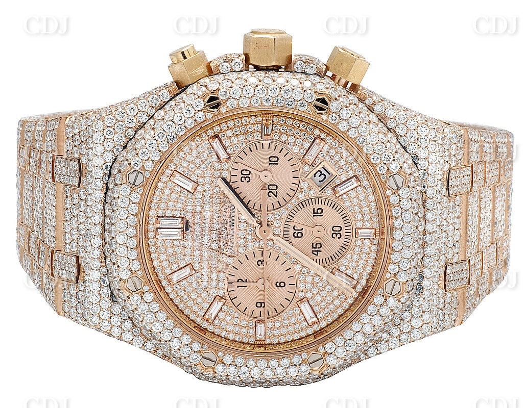41MM Full Iced Out Round & Baguette VVS Moissanite Diamond Chrono Watch customdiamjewel