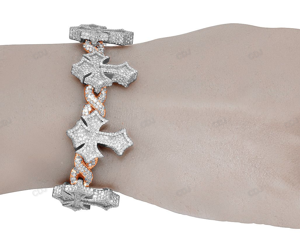 Two Tone High Quality Cluster Cross Bracelet hip hop jewelry customdiamjewel