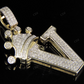 1.5" 0.35 CTW 10K Solid Gold Diamond Crown Initial 'V' Letter Pendant CustomDiamJewel