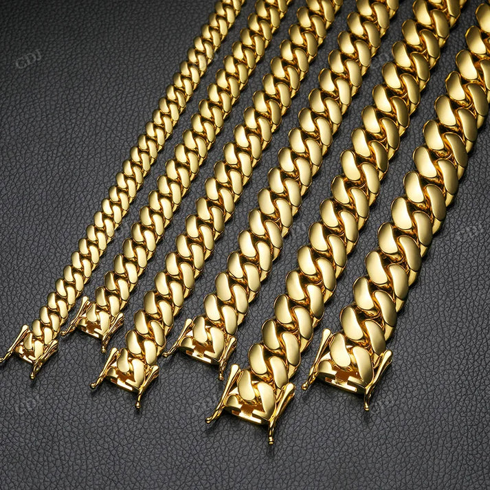 10-22MM Solid 10K Gold Cuban Link Chain hip hop jewelry CustomDiamJewel