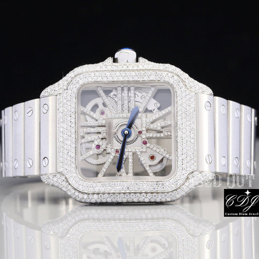 Customized Natural Diamond Cartier Watch customdiamjewel