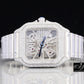Full White Semi Iced Out Moissanite Cartier Skeleton Watch customdiamjewel