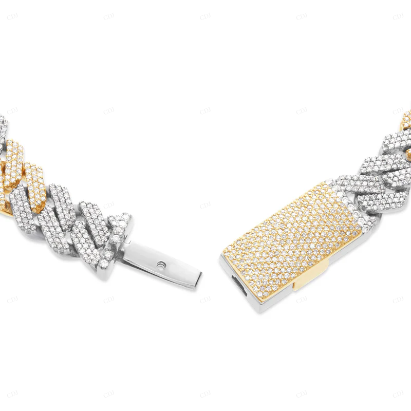 Two Tone Hip Hop Rapper Style Fully Iced Out Cuban Link Bracelet CustomDiamJewel