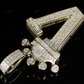 1.5" 0.35 CTW 10K Solid Gold Diamond Crown Initial 'V' Letter Pendant CustomDiamJewel