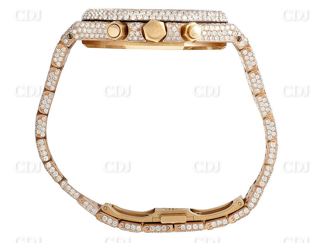 41MM Full Iced Out Round & Baguette VVS Moissanite Diamond Chrono Watch customdiamjewel