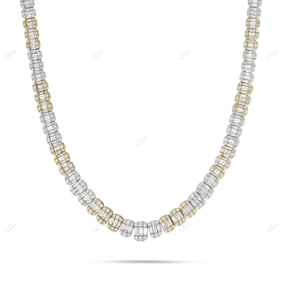 VVS Moissanite Two Tone Baguette Cut Tennis Chain CustomDiamJewel