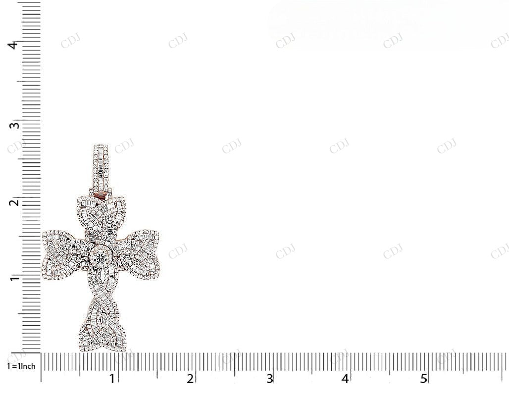 2.7 Inch Lab Grown Diamond 10K Gold Flower Cross Pendant Hip Hop Pendent CustomDiamJewel