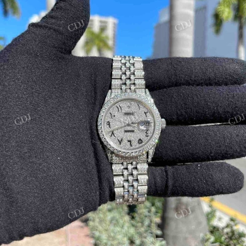 Hip Hop Fully Iced Out Moissanite Rolex Watch customdiamjewel