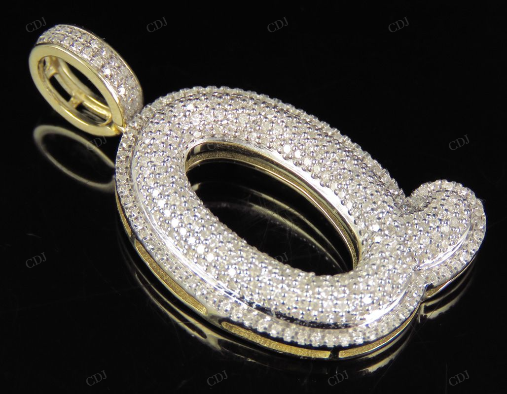 1.4" 0.90 CTW 10K Gold Natural Diamond Custom Q Letter Pendant CustomDiamJewel