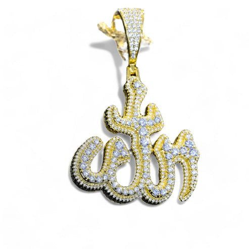 18K Yellow Gold Lab Grown diamond Arabic Rune Pendant hip hop jewelry CustomDiamJewel