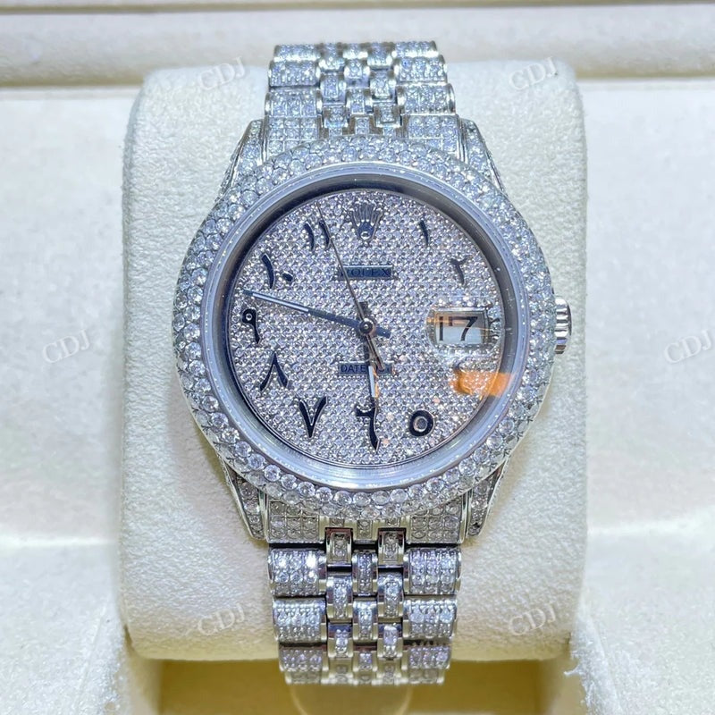 Hip Hop Fully Iced Out Moissanite Rolex Watch customdiamjewel