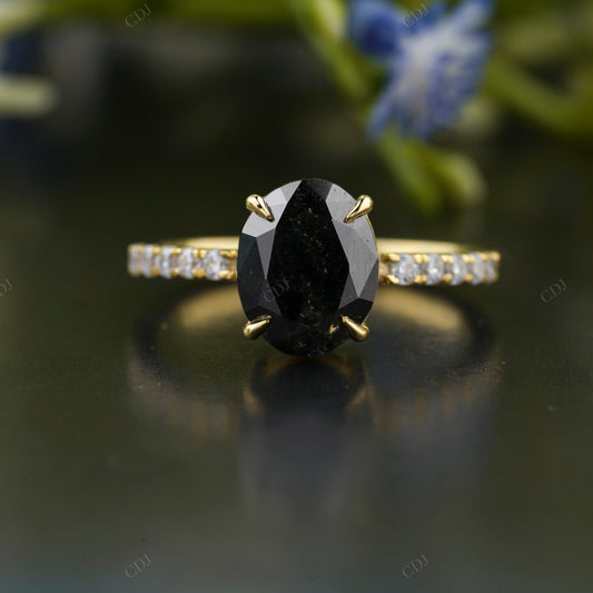 Black Lab-Grown Diamond Oval Pavé Ring