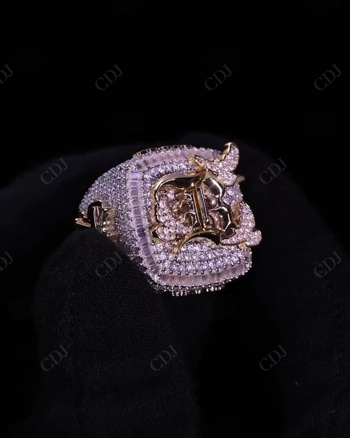 Fully Iced Out Two Tone JUAN Letter Pendant hip hop jewelry CustomDiamJewel   