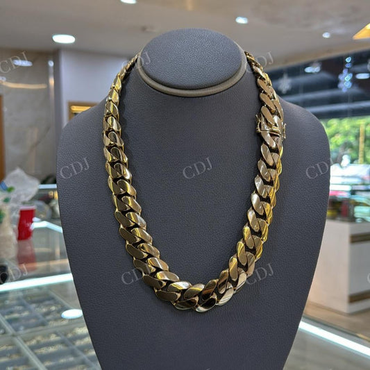 Yellow 14k Gold Plated Cuban Link chain hip hop jewelry CustomDiamJewel