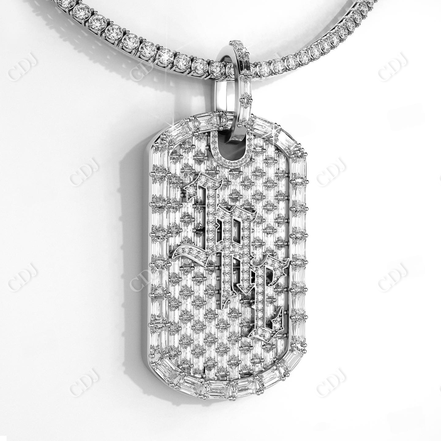 Gold Plated Micro Moissanite Diamond Dog Tag Pendant For Men hip hop jewelry CustomDiamJewel   