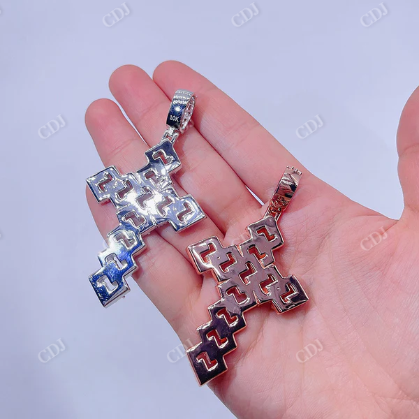 Hip Hop Baguette Diamond Cross Pendant  customdiamjewel   