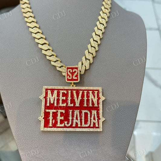 Custom Name Melvin Tejada 10K Solid Yellow Gold Pendant hip hop jewelry CustomDiamJewel   
