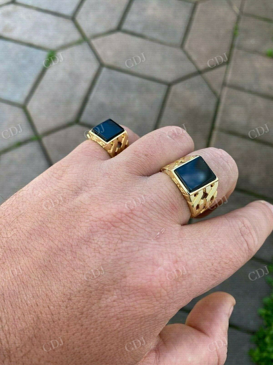Mens 14k Gold Black Onyx Ring  customdiamjewel   
