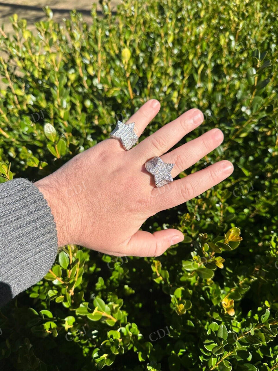 Hip Hop Iced Out Baguette Star Shaped Diamond Ring  customdiamjewel   