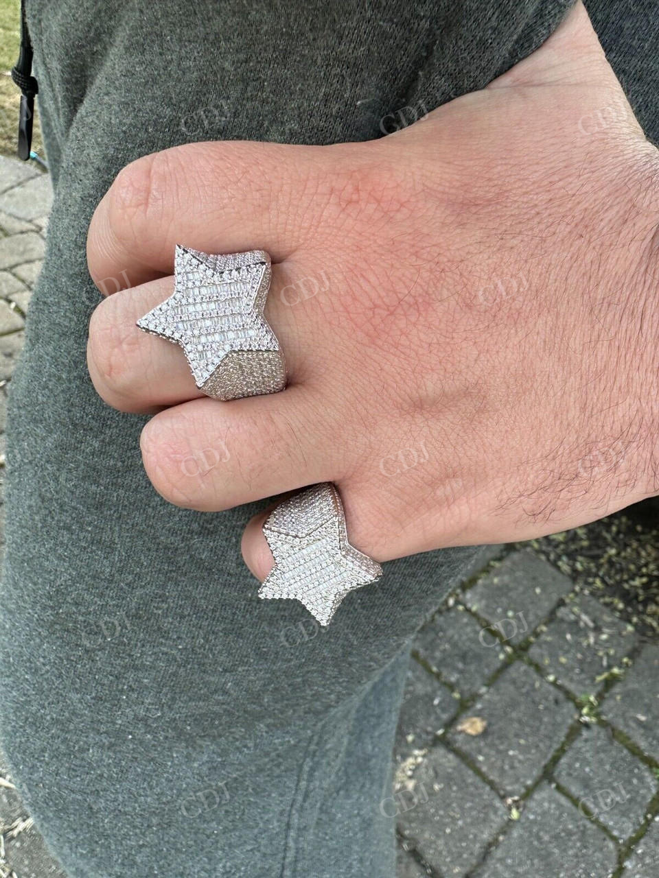 Hip Hop Iced Out Baguette Star Shaped Diamond Ring  customdiamjewel   