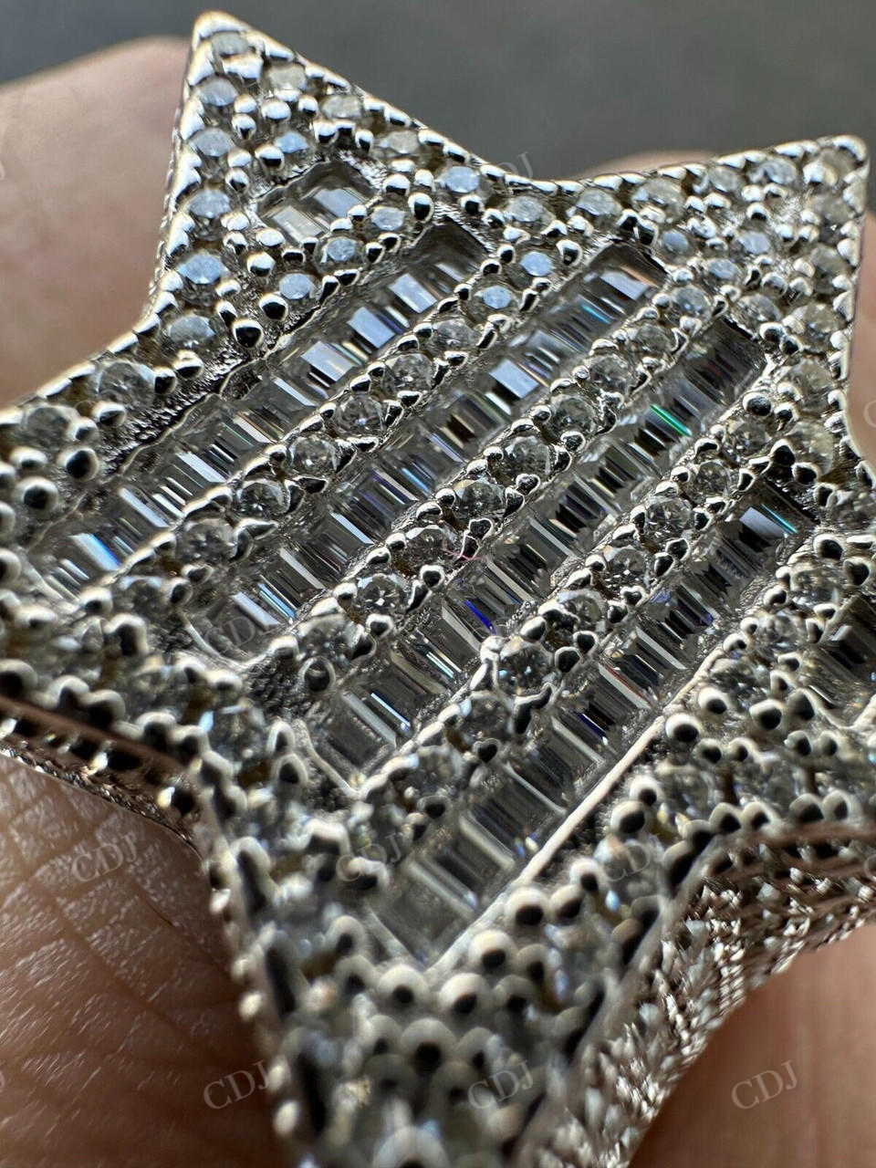 Hip Hop Iced Out Baguette Star Shaped Diamond Ring  customdiamjewel   