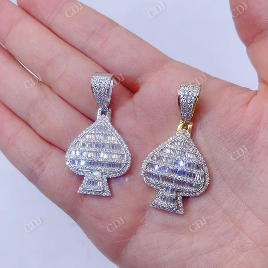 Baguette Diamond Iced Out Spade ACE Pendant  customdiamjewel   