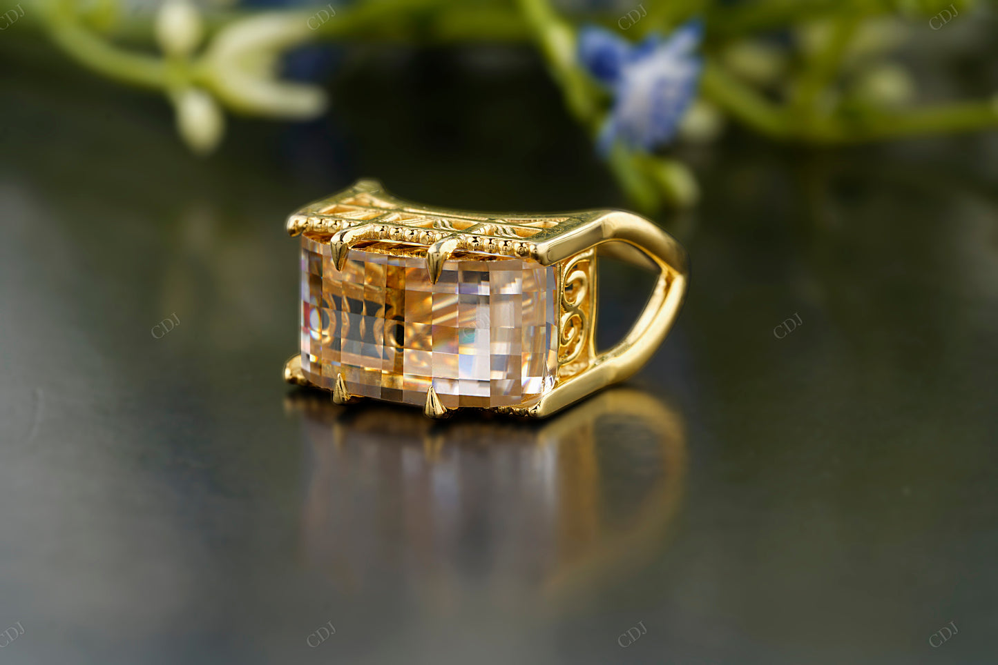 Vintage Emerald Lab-Grown Diamond Ring