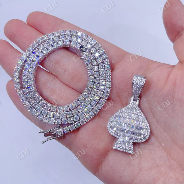 Baguette Diamond Iced Out Spade ACE Pendant  customdiamjewel   