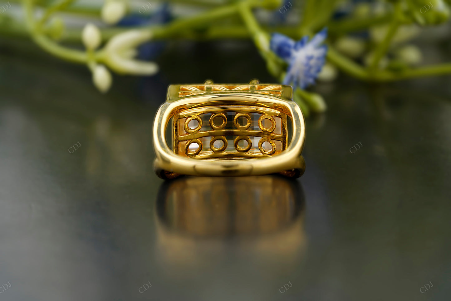 Vintage Emerald Lab-Grown Diamond Ring