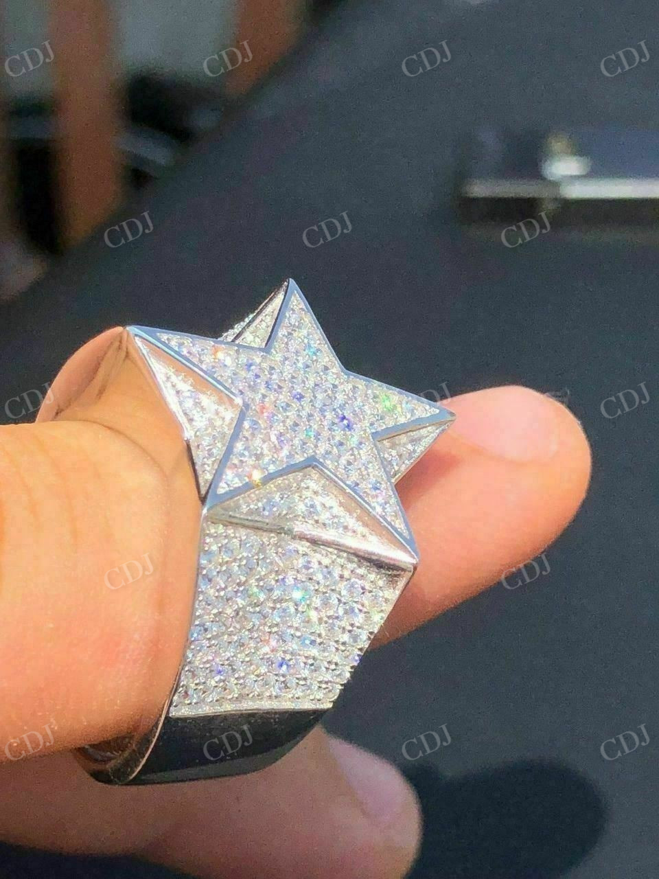 Handmade 3-D Star Hip Hop Pinky Ring  customdiamjewel   