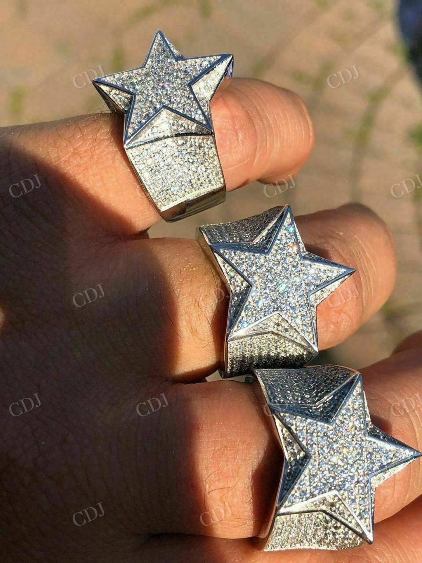 Handmade 3-D Star Hip Hop Pinky Ring  customdiamjewel   