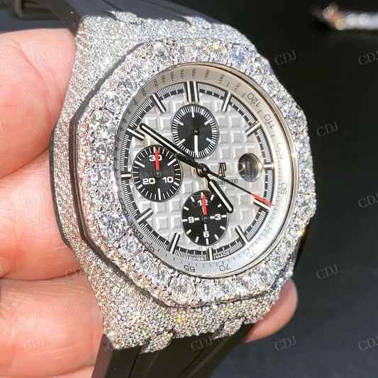 Black Belt AP Iced Out Diamond Moissanite Watch customdiamjewel