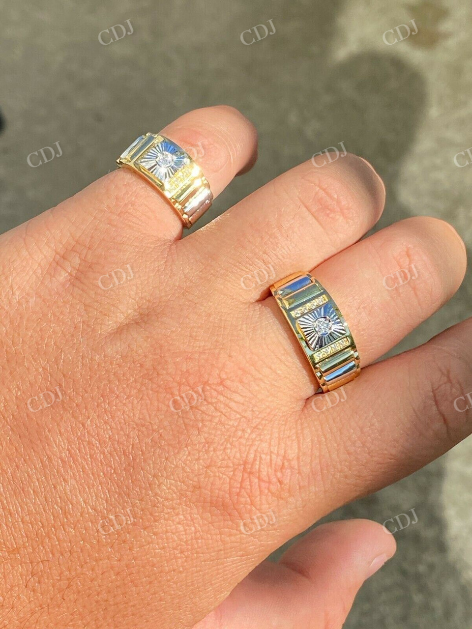 Mens 14k Gold Two Tone Hip Hop Ring  customdiamjewel   